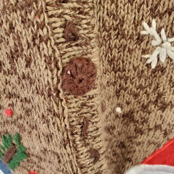 Christmas Holiday Sweater Vest Women's L Embroidered Applique Knit Button Front - Picture 11 of 12